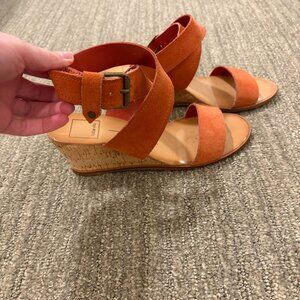 Dolce Vita Cork Wedge Sandals Coral Ankle Strap Womens Size US 7